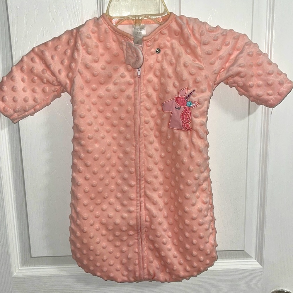 baby girl 0-3m wearable blanket/sack , cozy, unicorn design